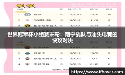 世界冠军杯小组赛末轮：南宁战队与汕头电竞的快攻对决